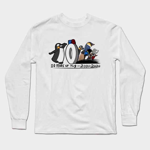 10 Years of Tug the Penguin! Long Sleeve T-Shirt by CacklingPumpkins